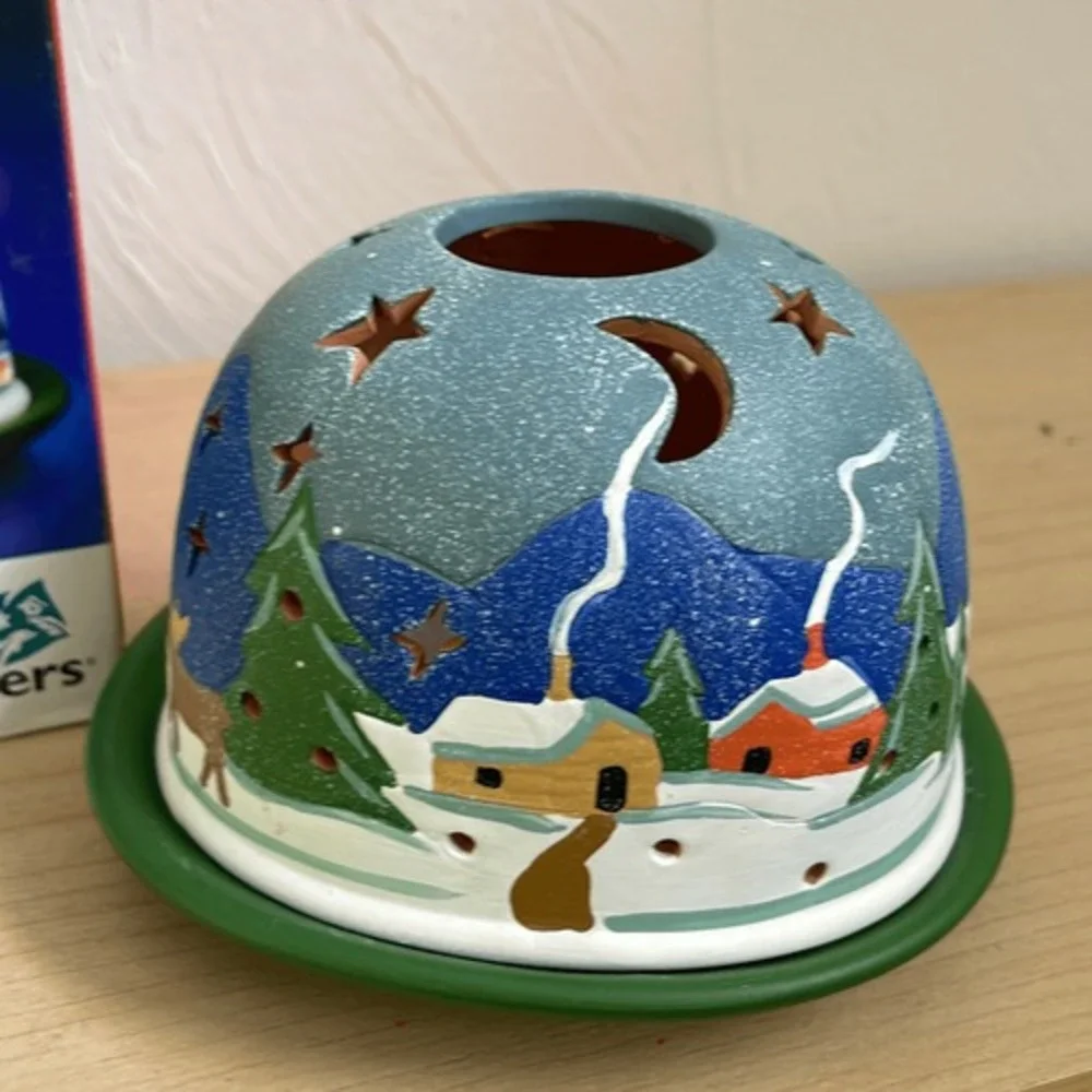 Natural Wonders Vintage‎ Winter Luminary Tea Light Holder Ceramic Christmas